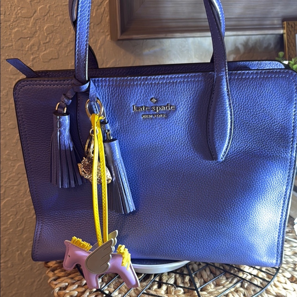 Kate Spade Blue Leather Tote Bag RETALS $489 NWOT 12β1/2 L X 9βD DUSTY 2οΈβ£